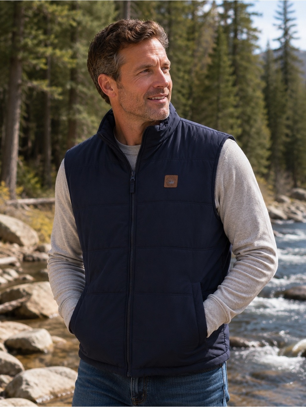 Field And Stream Outfitters Men's Navy Puffy Vest Size Xl Full Zip